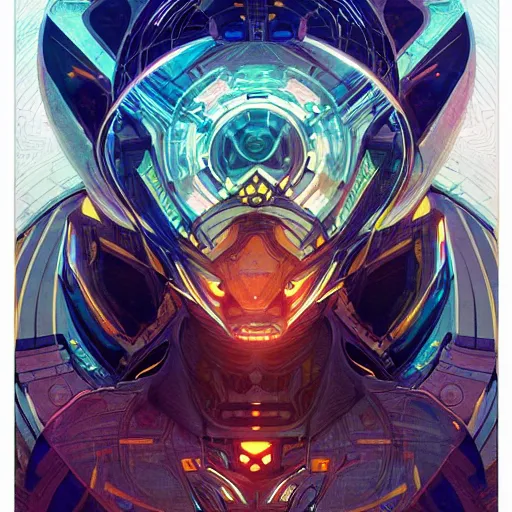 Image similar to symmetry! abstract futuristic robotic, psychedelic background, apex legends, epic lighting, pen illustration, ultra detailed, art by artgerm and greg rutkowski and alphonse mucha