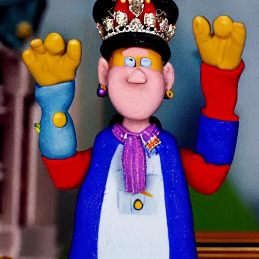 Image similar to claymation character of the queen