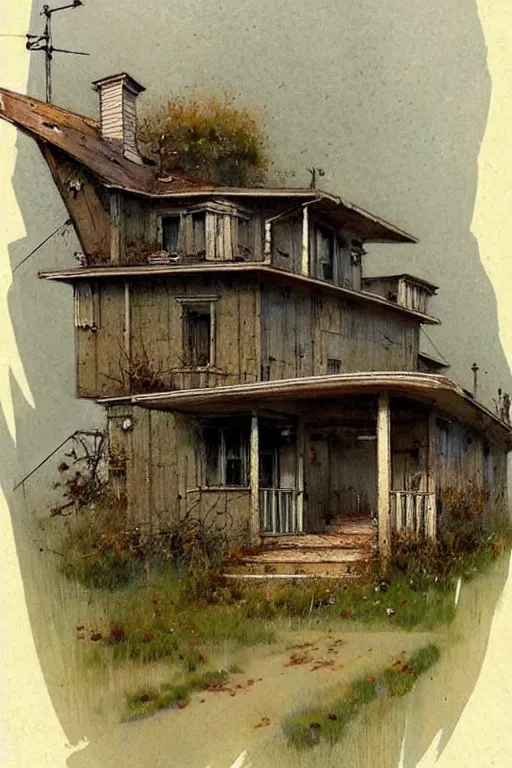 Image similar to ( ( ( ( ( 1 9 5 0 s retro future farm house. muted colors. ) ) ) ) ) by jean - baptiste monge!!!!!!!!!!!!!!!!!!!!!!!!!!!!!!