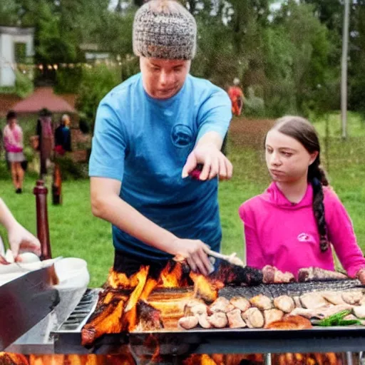 Image similar to photo of greta thunberg having a bbq