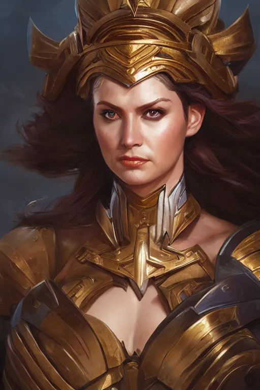 Image similar to amazon valkyrie athena, d & d, fantasy, portrait, highly detailed, headshot, digital painting, trending on artstation, concept art, sharp focus, illustration, art by artgerm and greg rutkowski and magali villeneuve