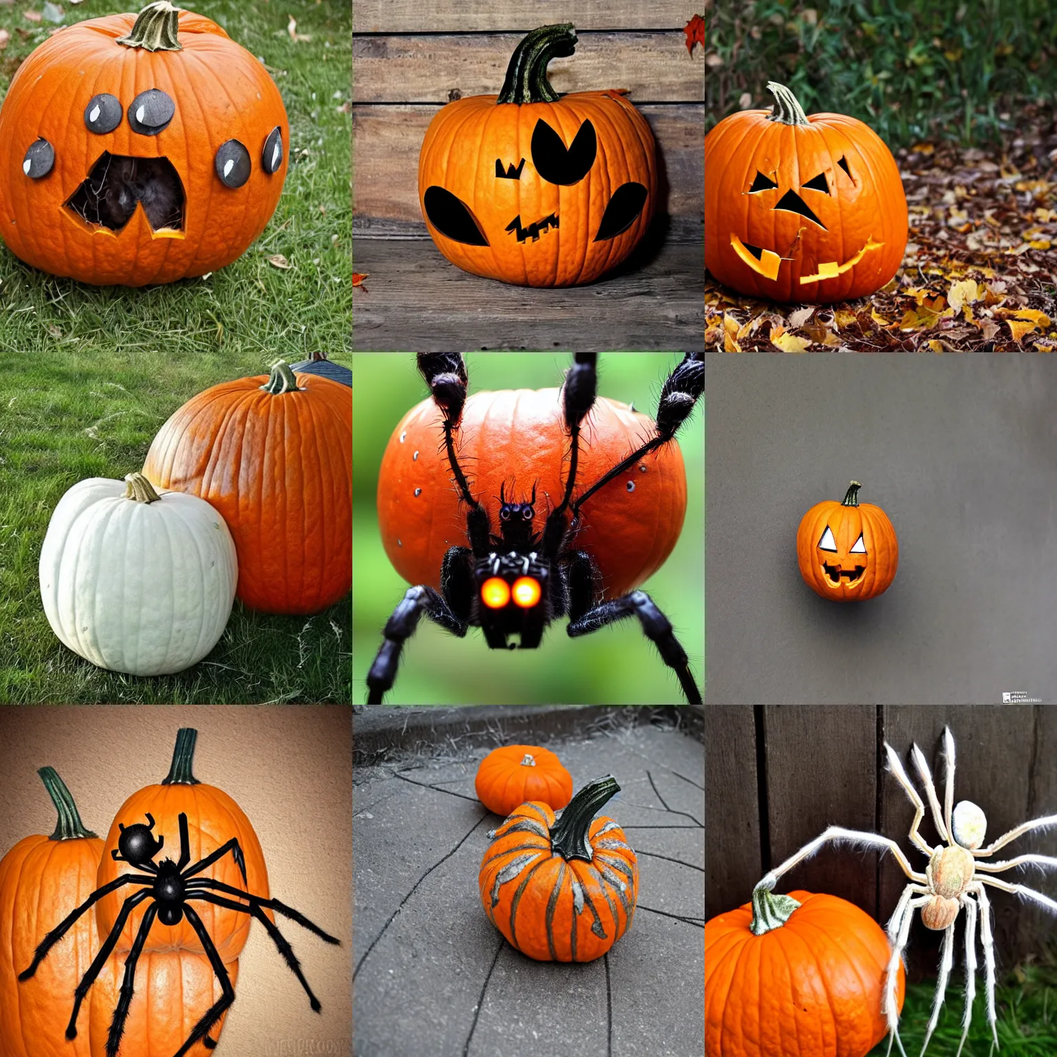 Prompt: spider transforming into pumpkin