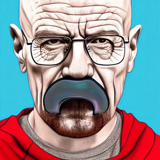 Image similar to a detailed portrait of walter white with a pacifer in his mouth, art illustration, incredibly highly detailed and realistic, 8 k, sharp focus