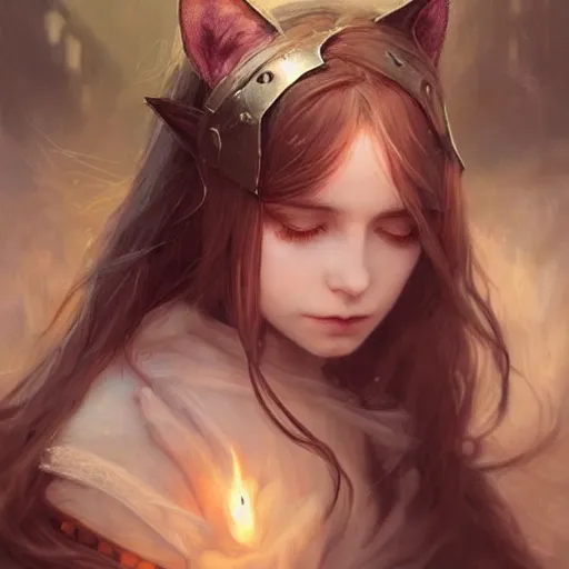 Image similar to girl with small cat ears, fine art, awesome fantasy book cover on pinterest, award winning, dark fantasy landscape, fantasy magic, intricate, elegant, sharp focus, cinematic lighting, highly detailed, digital painting, concept art, art by wlop and artgerm and greg rutkowski, masterpiece, trending on artstation, 8 k