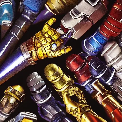 Prompt: infinity gauntlet with 6 infinity stones from marvel superheroes but it is made out of wood, 8k, super detailed, highly detailed, sharp focus, epic lighting, award winning photography, 8kHdR