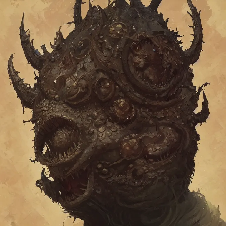 Prompt: Evil beholder monster, D&D, fantasy, highly detailed, digital painting, artstation, smooth, sharp focus, illustration, art by artgerm and greg rutkowski and alphonse mucha