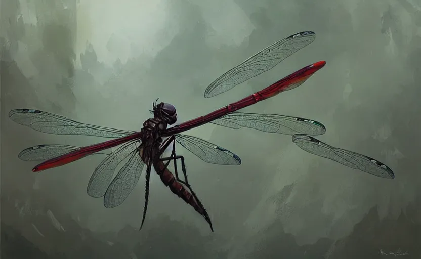 Image similar to A painting of a Dragonfly trending on artstation in the style of Greg Rutkowski