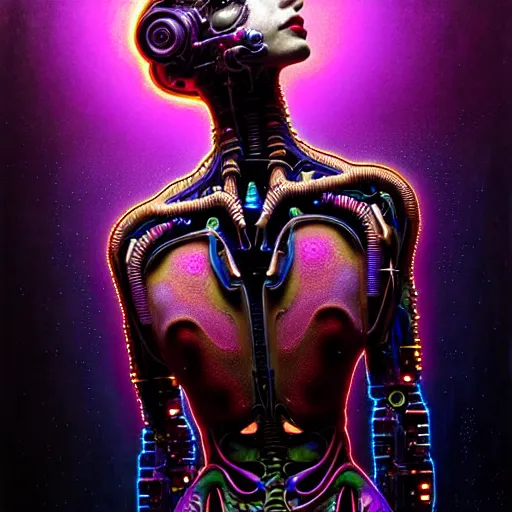 Prompt: extremely psychedelic beautiful brutalist cyborg organism ballerina infected by night. intricate, elegant, highly detailed, extremely lifelike photorealistic digital painting, artstation. steichen, gaston bussiere, tom bagshaw, brutalist cyberpunk alphonse mucha, giger. elegant minimalism. anatomically correct. sharp focus. black. surreal lush cosmic hallucination