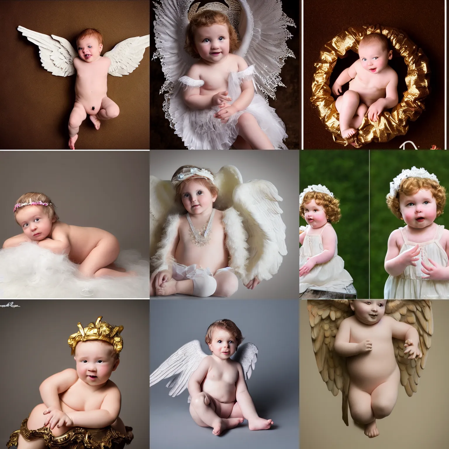 Prompt: real - life cherub. professional studio photography.