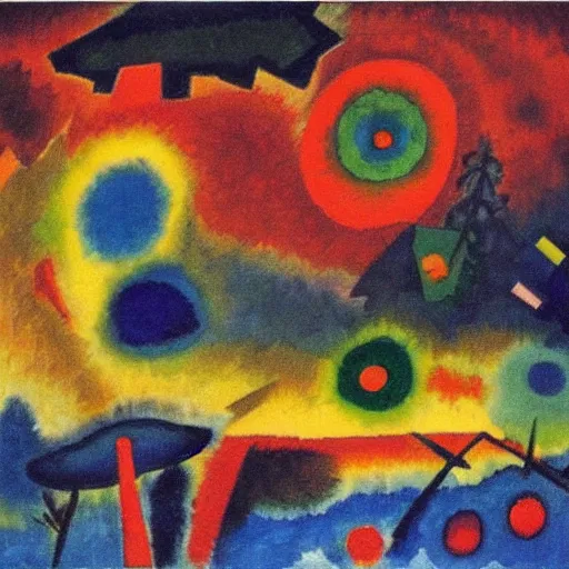 Image similar to a forest with eyes night by kandinsky