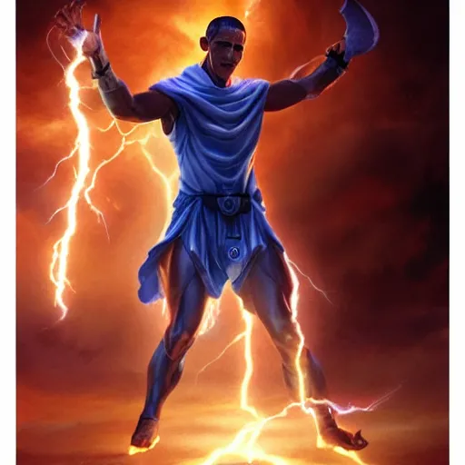 Prompt: obama as the greek god of lightning, highly detailed, by artgerm and greg rutkowski