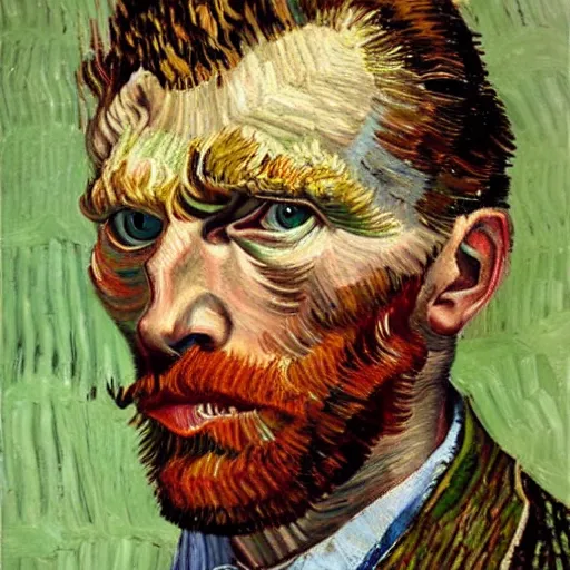 Image similar to high quality high detail painting by lucian freud, hd, portrait of van gogh, photorealistic lighting