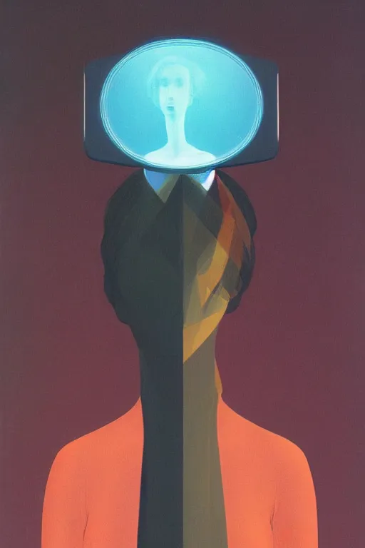Image similar to woman wearing oculus and digital glitch head edward hopper and james gilleard, zdzislaw beksisnski, higly detailed
