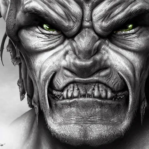 Image similar to a hyper realistic potrait of an orc warrior