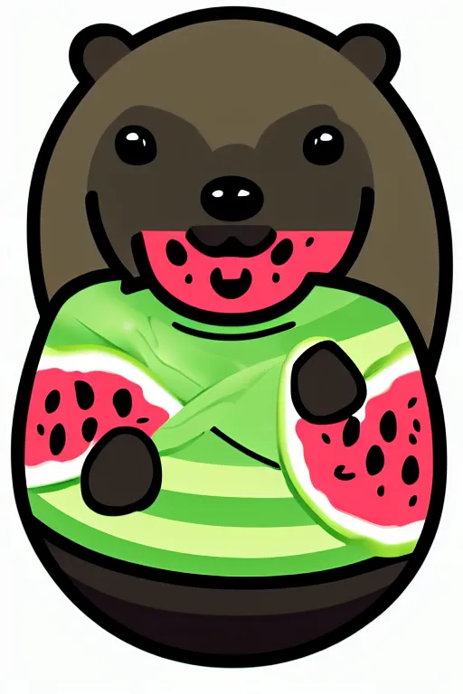 Image similar to Bear holding a watermelon, sticker, colorful, illustration, highly detailed, simple, smooth and clean vector curves, no jagged lines, vector art, smooth