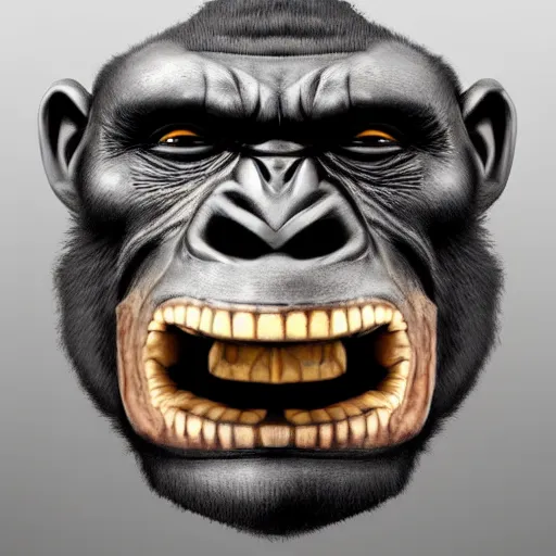 Image similar to 2 0 style gangster vampire gorilla face smiling evil surrealistic, high quality, photo realistic, high definition, shadows