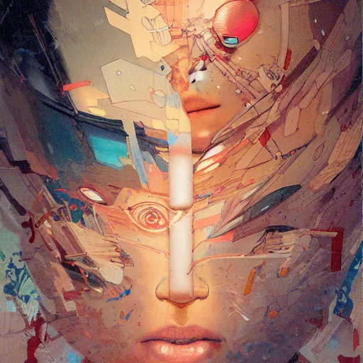 Image similar to prompt : city scavenger portrait soft light painted by james jean and katsuhiro otomo and erik jones, inspired by akira anime, smooth face feature, intricate oil painting, high detail illustration, sharp high detail, manga and anime 1 9 9 9