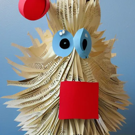 Image similar to a cut paper sculpture of doctor seuss