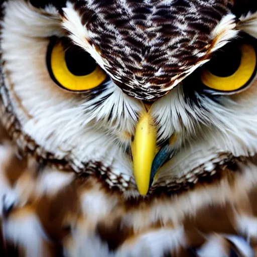 Image similar to owl with the head of a cat, 4k realistic photo