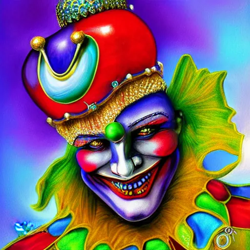 Image similar to Fantastic Ornate Jeweled Jester Clown by Tom Wood Fantasy Art HDR