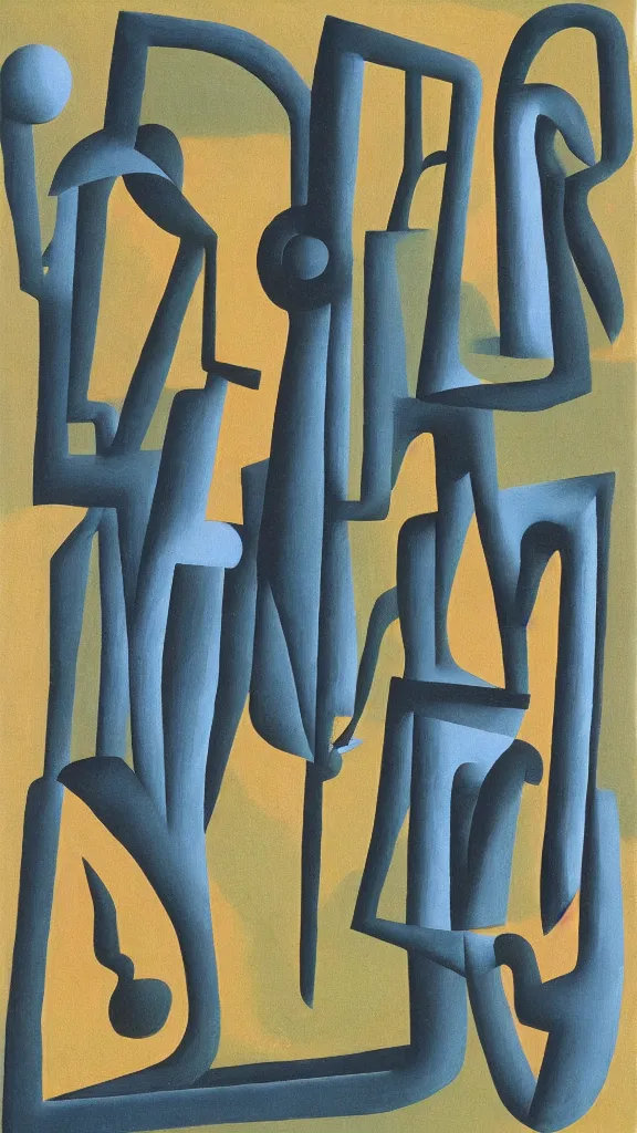 Image similar to abstract primitivism minimalism art painting, lines, forms, shapes, in style of rene magritte