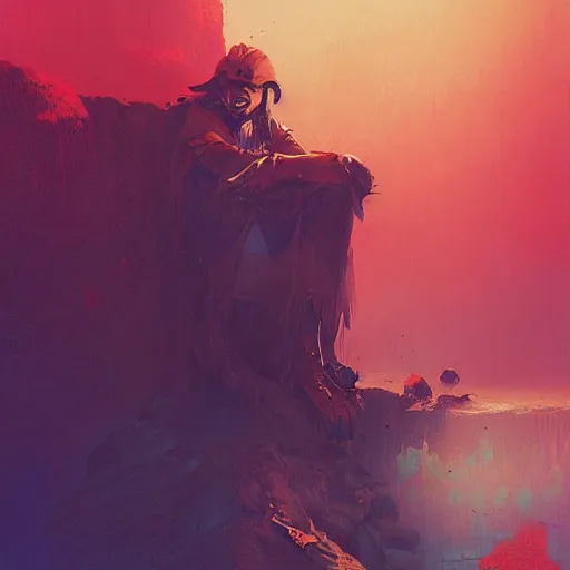 Prompt: a sad pirate abandoning his past, by anton fadeev, by kunkle brad, by beksinski, by wayne barlowe