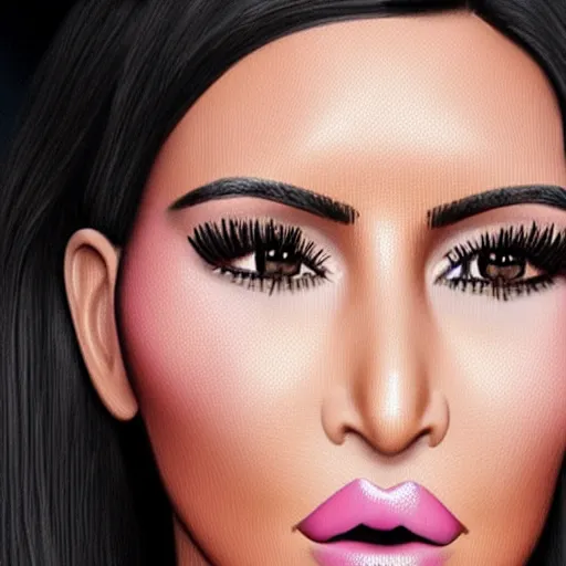 Prompt: imaginative render of Kim kardashian with a pig nose and pink skin