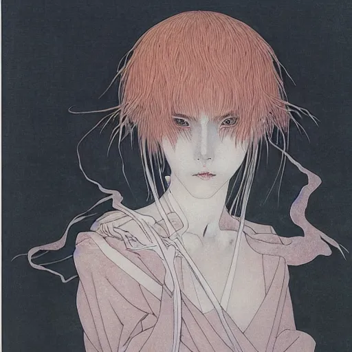 Image similar to prompt : portrait of muse soft light painted by takato yamamoto, inspired by ghost in shell anime, smooth face feature, intricate oil painting, high detail, sharp high detail, manga and anime