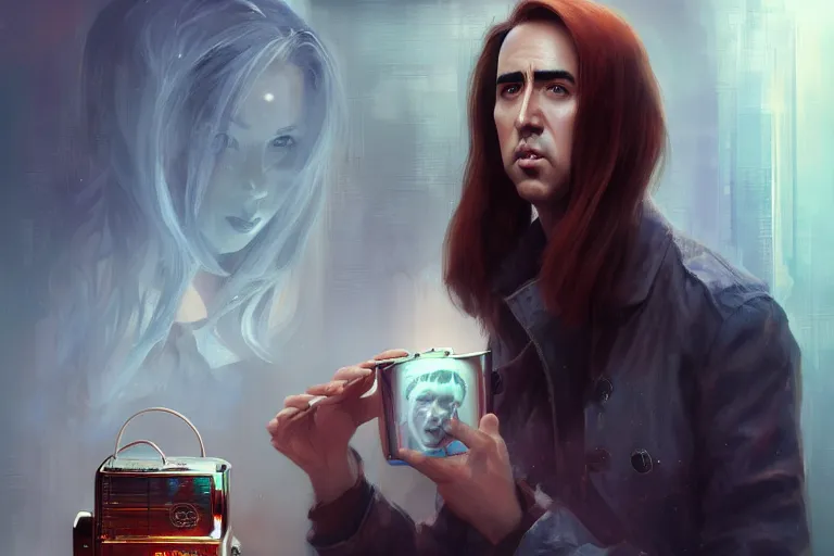 Prompt: nicholas cage reincarnated as a toaster, charlie bowater, artgerm, ilya kuvshinov, krenz cushart, ruan jia, realism, ultra detailed, 8 k resolution