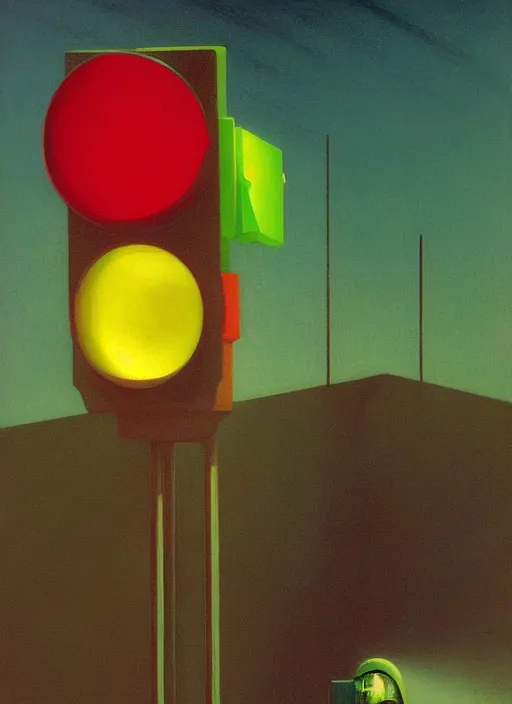 Image similar to traffic light in space Edward Hopper and James Gilleard, Zdzislaw Beksinski highly detailed