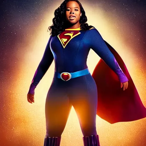 Prompt: Amber Riley as a superhero in the MCU, promo image, movie poster, entertainment weekly