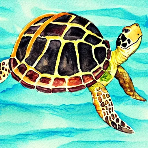 Image similar to watercolor painting of a turtle