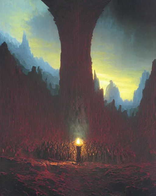 Image similar to the death knight waits, by Thomas Cole and Wayne Barlowe