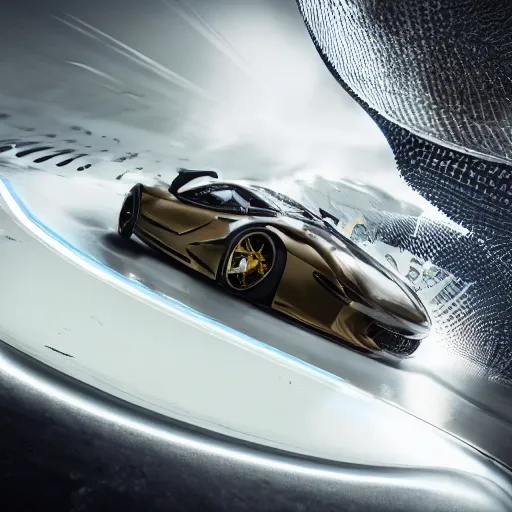 Image similar to car race: center composition, cars portraits, ground view, motherboard forms designed by zaha hadid, sci-fi futuristic ultra realistic photography, shot by Andrei Tarkovsky, keyshot render, octane render, unreal engine 5 lumen, high oiled liquid glossy specularity reflections, ultra detailed, golden hour, dramatic lighting 4k, 8k, 16k in the style ofblade runner 2049 Cyberpunk 2077 ghost in the shell thor 2 marvel film : tilt shift: sharp focus