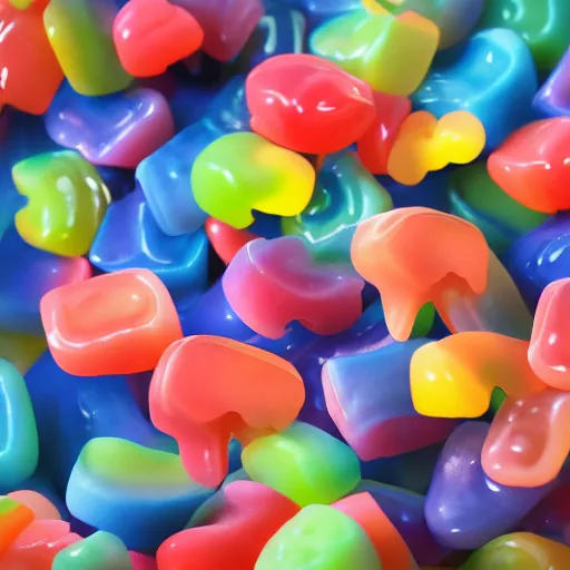 Image similar to naturally colored smile gummies, trending on artstation, anime style 4 k