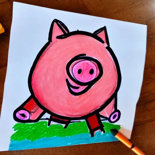 Prompt: my kid drew a picture of a pig and it was terrible