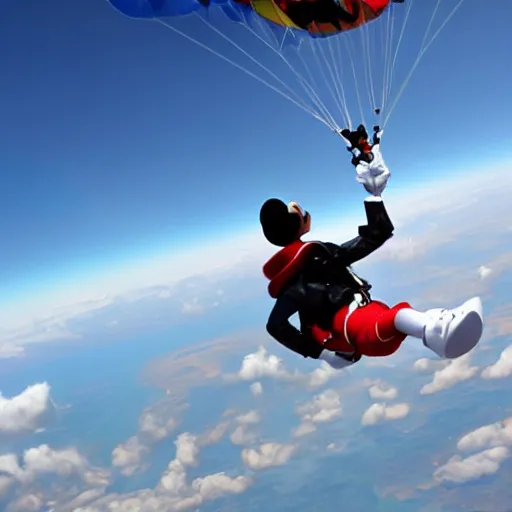 Image similar to mickey mouse skydiving