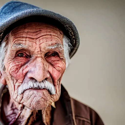 Image similar to an elderly man wearing a hat made from a tortilla, bold natural colors, national geographic photography, masterpiece, 8 k, raw, unedited, symmetrical balance