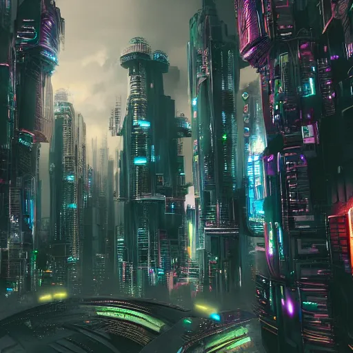 Image similar to a futuristic city, cyber punk