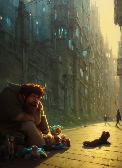 Image similar to Highly detailed portrait of homeless and beaten up Shrek, Stephen Bliss, unreal engine, fantasy art by Greg Rutkowski, Loish, Rhads, ferdinand knab, Makoto Shinkai and Lois van baarle, ilya kuvshinov, rossdraws, Tom Bagshaw, global illumination, radiant light, detailed and intricate environment