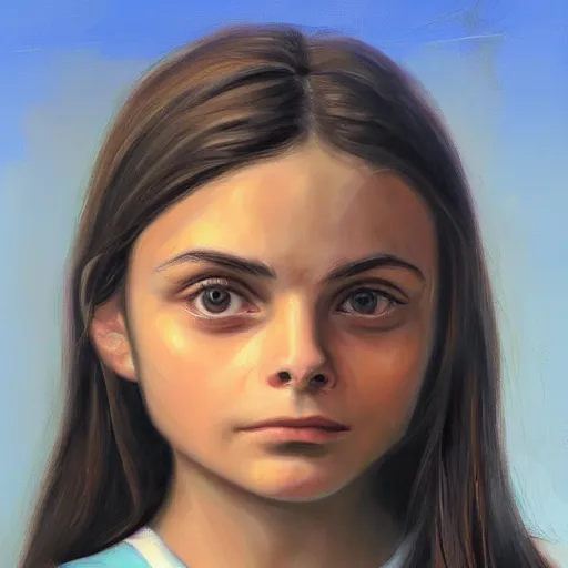 Prompt: closeup oil painting of Dafne keen, digital art, 4k resolution