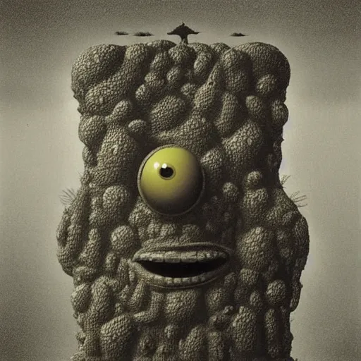 Prompt: spongebob by zdzisław beksiński