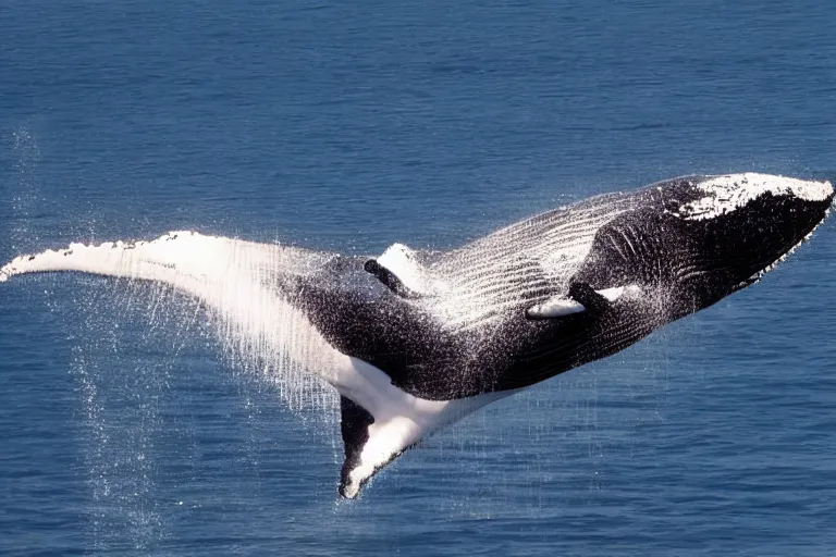 Prompt: whale flying above an NFL football game photograph realistic stadium lighting