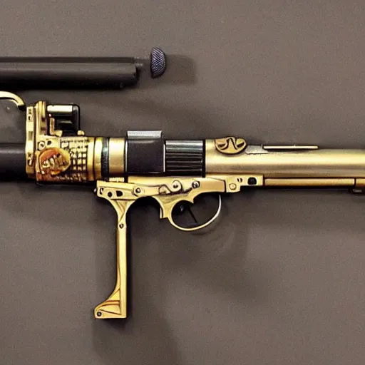 Image similar to A steampunk gun, 4k, ultra hd