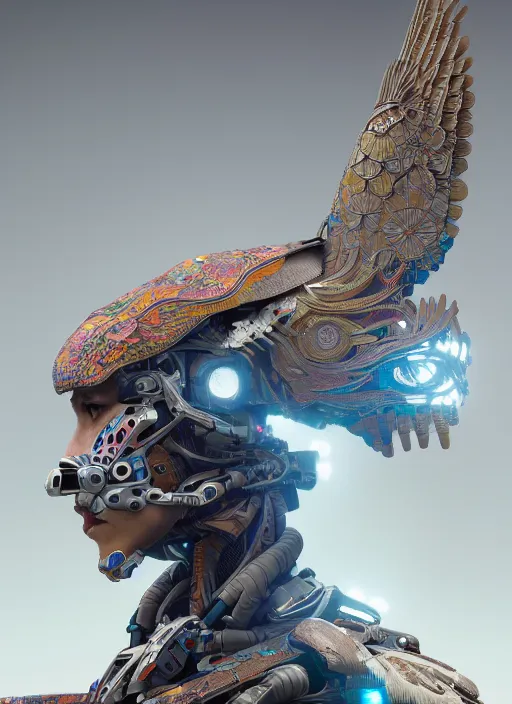 Image similar to symmetry!! portrait of a hybrid robot eagle, floral! horizon zero dawn machine, intricate, elegant, highly detailed, ray tracing, digital painting, artstation, concept art, smooth, sharp focus, illustration, art by artgerm and greg rutkowski and alphonse mucha, 8 k