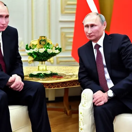 Image similar to putin teams up with a mysterious teenage putin