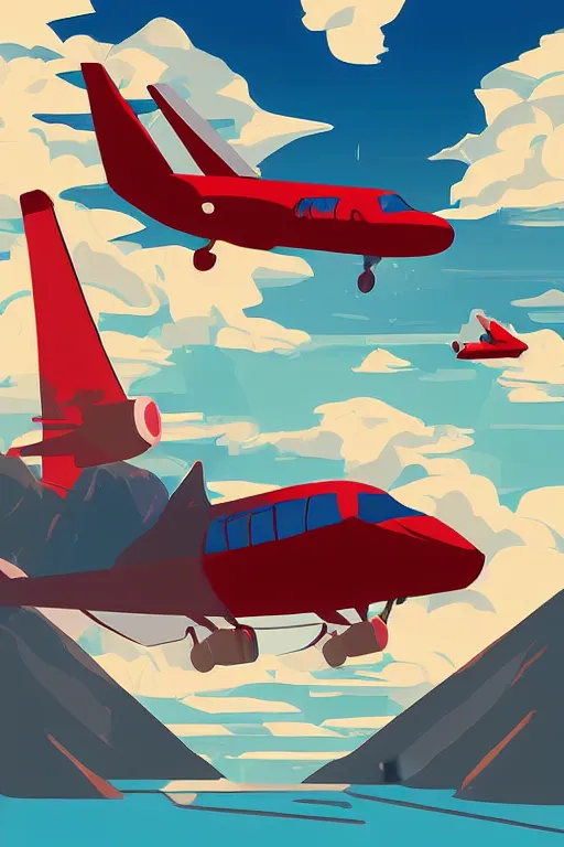 Image similar to airplane mountain water by dongkyu lim illustration vector digital art trending on artstation