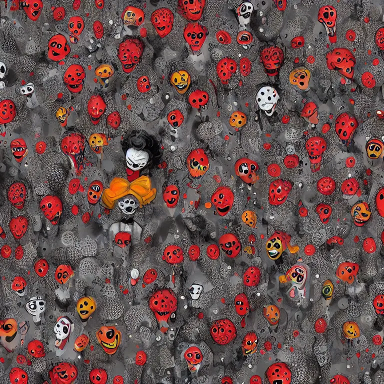 Prompt: trypophobia and coulrophobia incarnate, the anthropomorphic personification of a fear of clowns made of countless holes, digital painting, trending on artstation, 8 k wallpaper