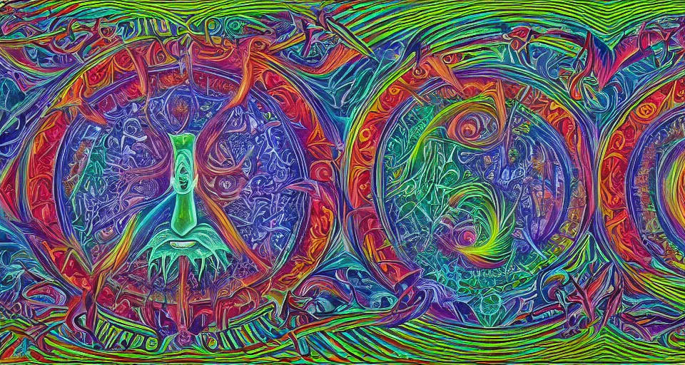 Image similar to Enchanted and magic forest, by Alex Grey ,