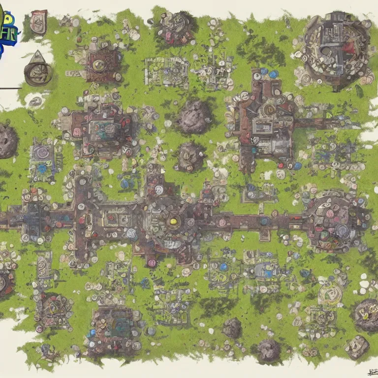 Image similar to full - color floor plan of spongebob squarepants, d & d, pathfinder, by jeff todd and greg rutkowski, trending on artstation, pinterest